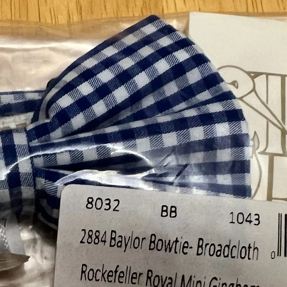 NWT TBBC BEAUFORT BONNET CO BAYLOR BOWTIE Rockefeller Royal Mini Gingham blue wh